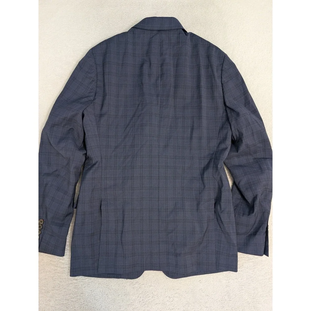 BONOBOS - MARLANE WOOL Stretch Blue Plaid 40 R Blazer Fairway Jacket - EXCELLENT